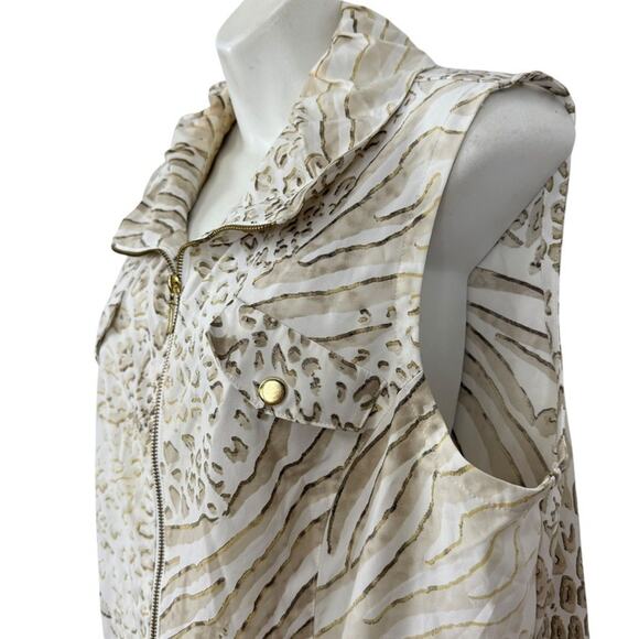Chicos Zenergy Neema Vest Animal Print Beige Full Zip Lightweight Jacket 2 / L - Picture 10 of 16